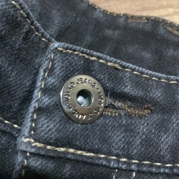 Y2K Slight Flare Faux Leather Trimmed Dark Wash Denim Jeans Woman’s Size 8 - Picture 9 of 13